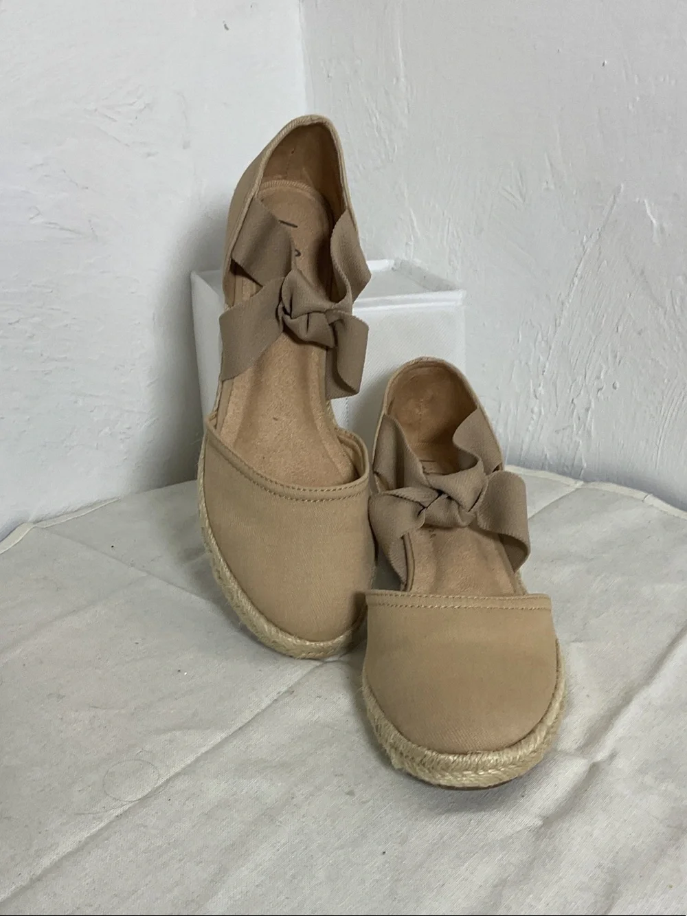 LifeStride Kascade Taupe Espadrille Wedge Sandals Size 7.5M